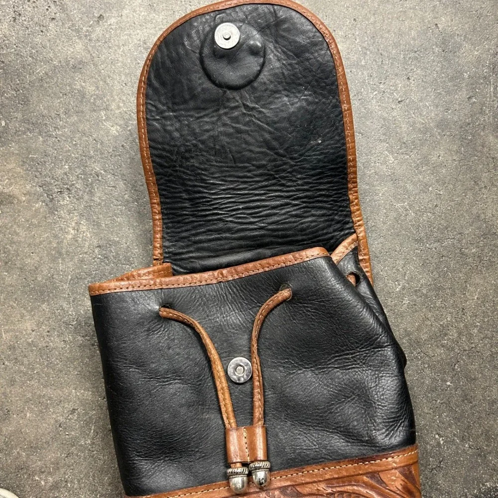 Force Ten West Mini Backpack Womens Brown Black Hand Tooled Leather Western Boho